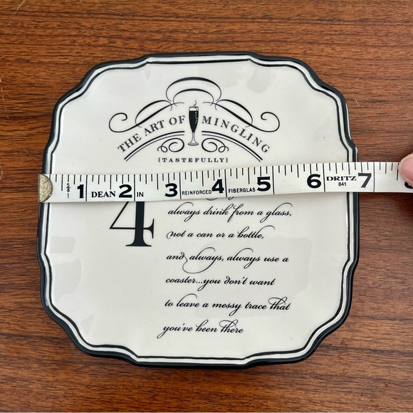 Appetizer Plates Set of 4 Grasslands Road 6.5" x 6.5" Black & White Square New - Picture 4 of 5